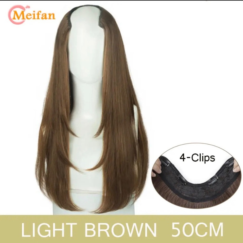 U shape clip in hair extension brown blonde color